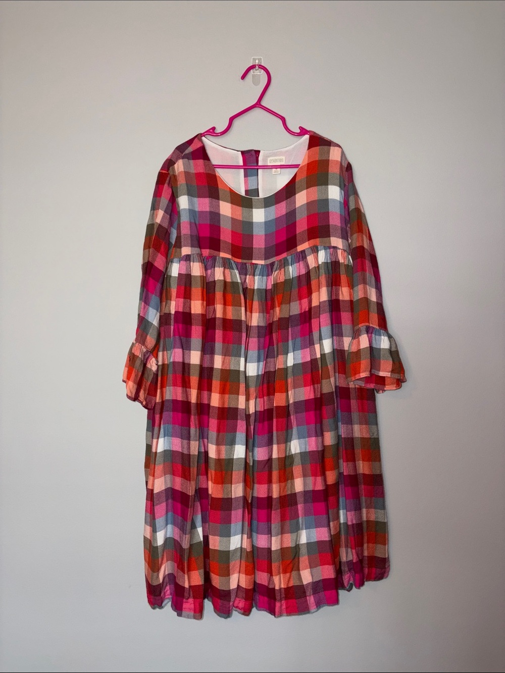 Girls' Gymboree Pink Plaid Cotton Dress - Tiered Long Sleeve Size 12